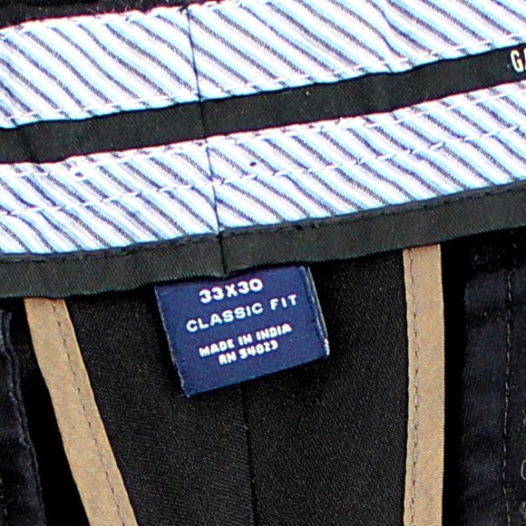 GAP Classic Flat Front Trousers Black Men's Size 33x30 Tailored Office Pants - Picture 8 of 14